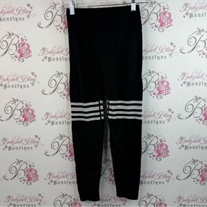 Leggings tights sock look scrunch bum Black Active Leggings White Stripe Detail